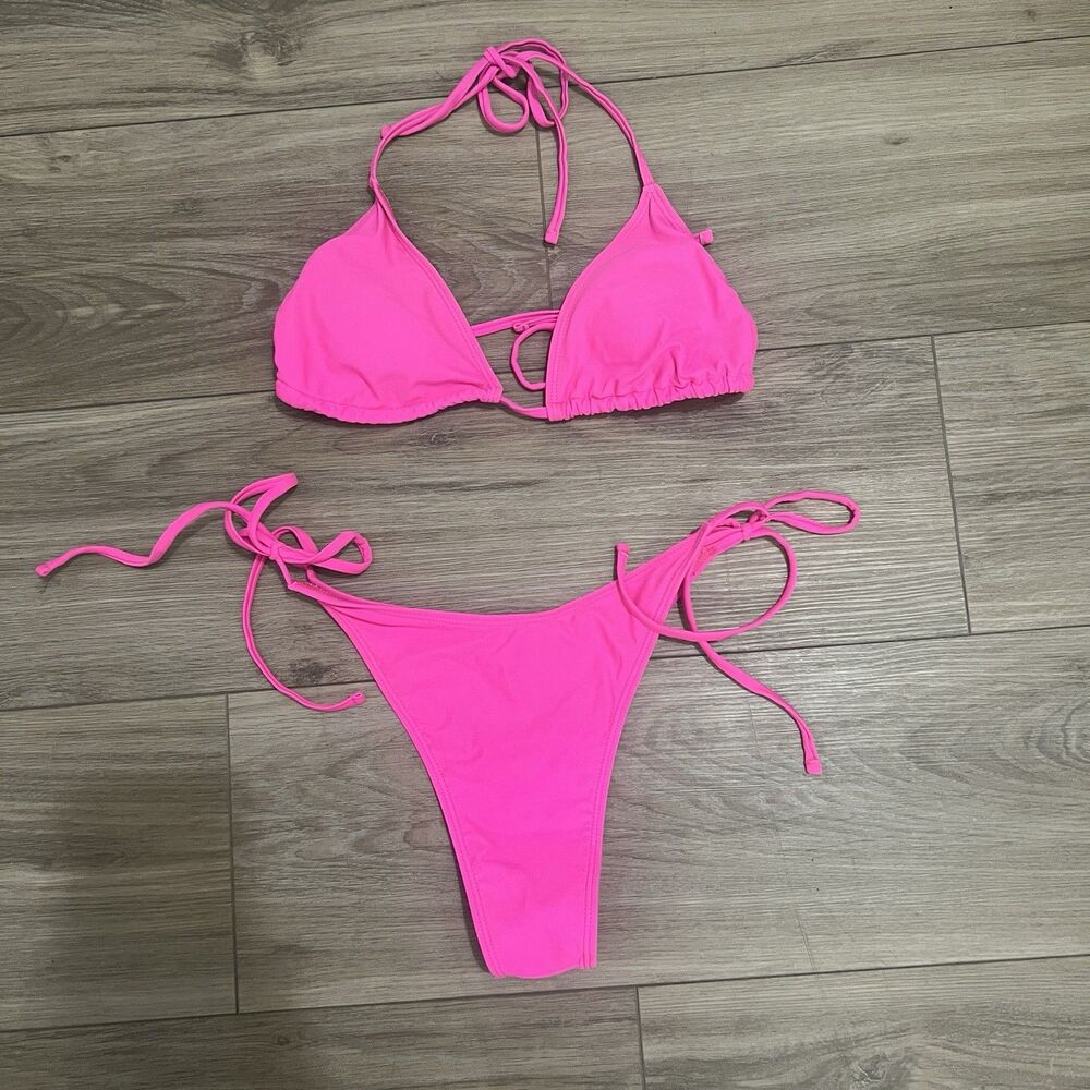 Hot Pink Cheeky Two- Piece Bikini Swimsuit Beach Resort Pool Cruise Size M